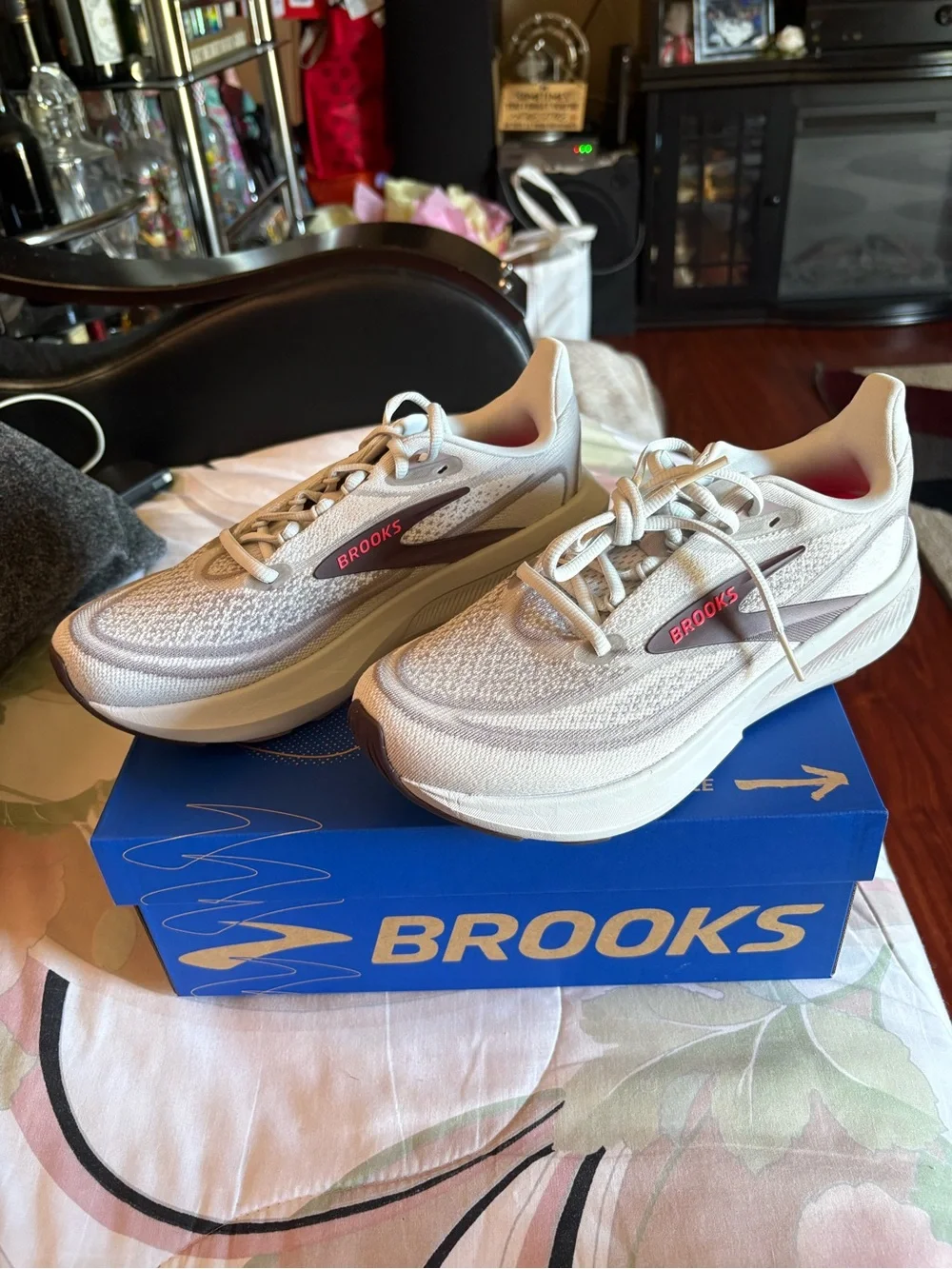 Brooks Women's Running Shoes in Beige with Taupe Accents
